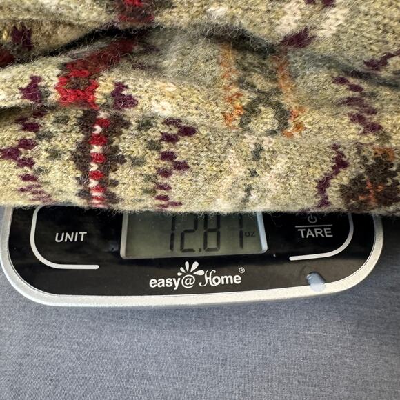 Eddie Bauer Sweater Mens XL Tan Multicolor Fair‎ Isle Lambswool VNeck Pullover - Picture 9 of 9